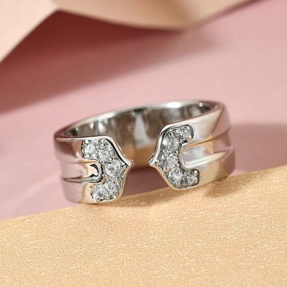 Elegant Sundays Child Natural White Zircon in Platinum Over Sterling Ring Sz 7 - Picture 3 of 6